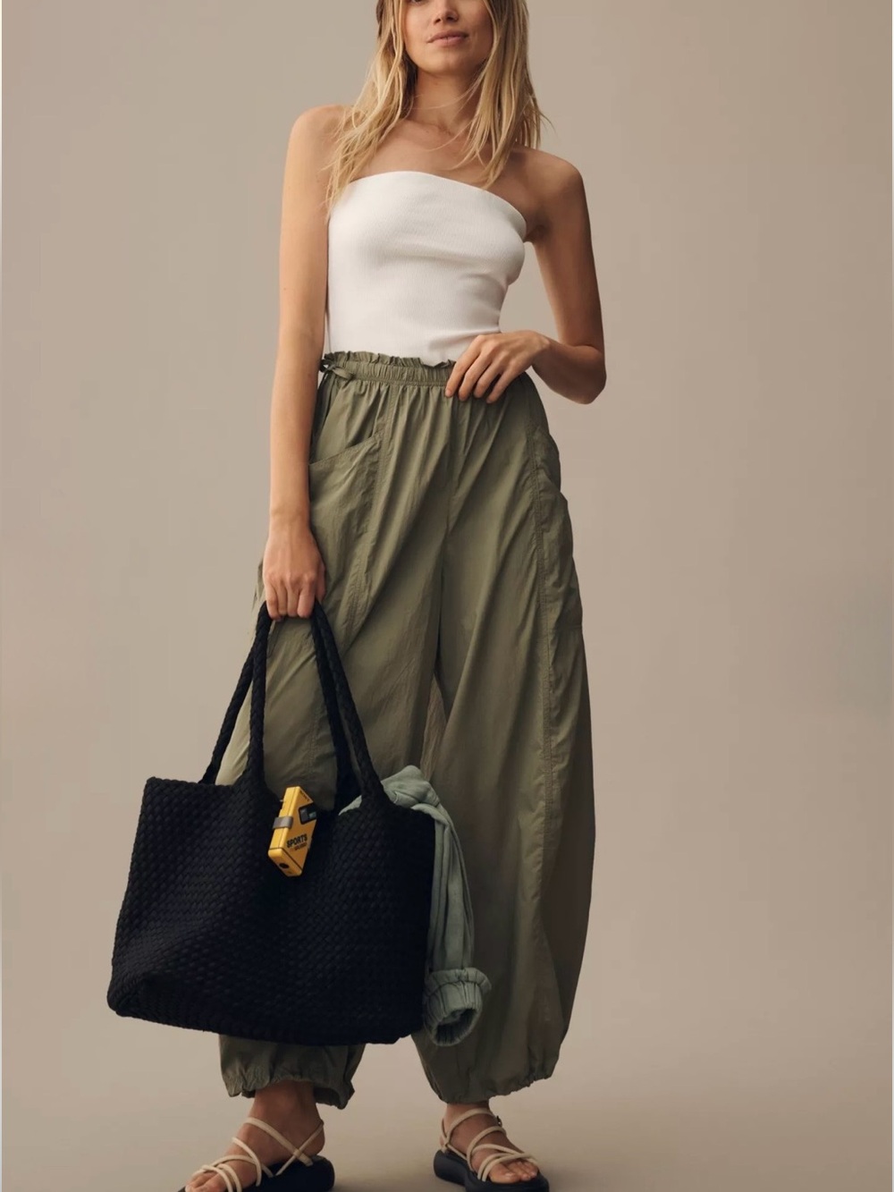 Anthropologie Olive Green Wide-Leg Romper Pants